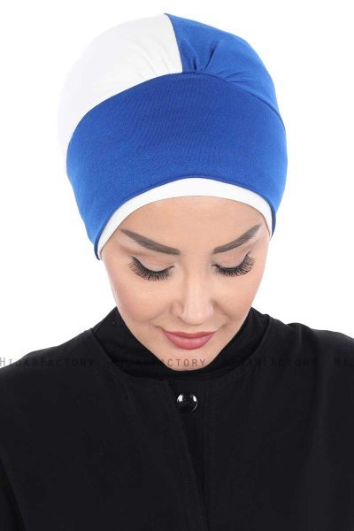 Clara - Blau & Creme Baumwolle Turban
