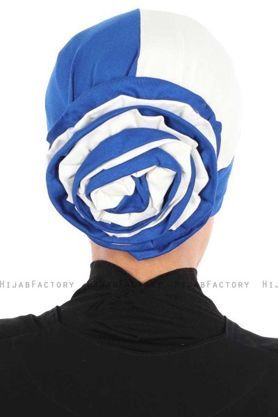 Clara - Blau & Creme Baumwolle Turban