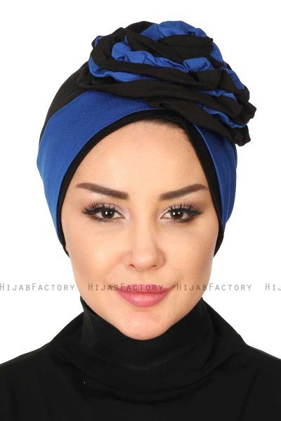 Clara - Blau & Schwarz Baumwolle Turban