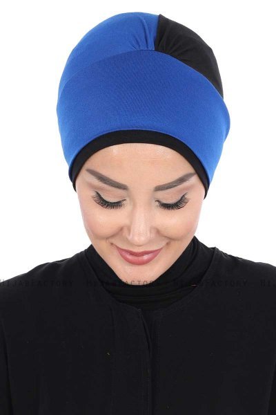 Clara - Blau & Schwarz Baumwolle Turban