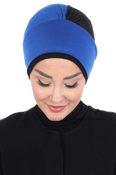 Clara - Blau & Schwarz Baumwolle Turban