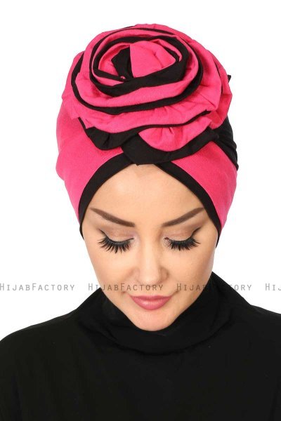 Clara - Fuchsie & Schwarz Baumwolle Turban