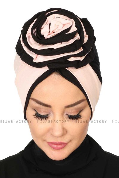 Clara - Altrosa & Schwarz Baumwolle Turban
