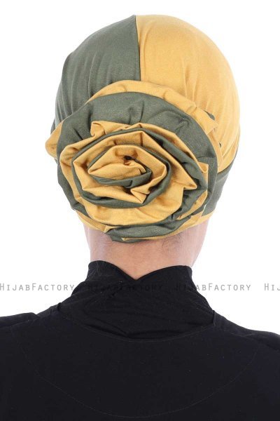 Clara - Khaki & Senf Baumwolle Turban