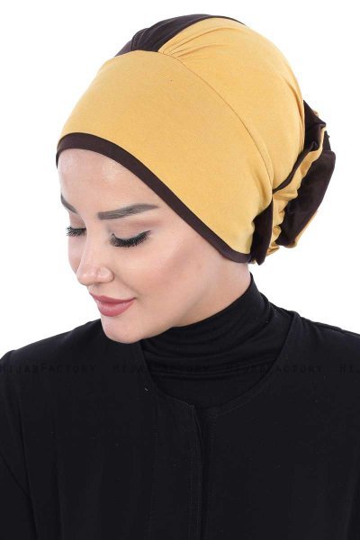 Clara - Senf & Braun Baumwolle Turban