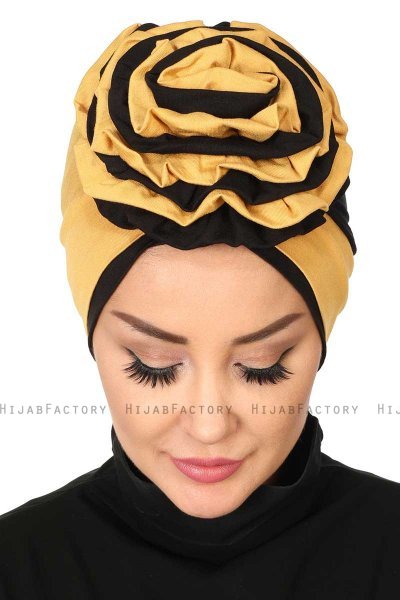 Clara - Senf & Schwarz Baumwolle Turban