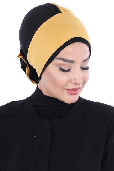 Clara - Senf & Schwarz Baumwolle Turban
