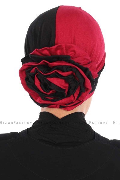 Clara - Schwarz & Bordeaux Baumwolle Turban