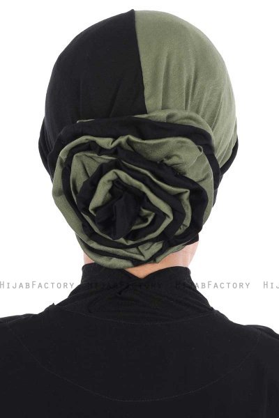 Clara - Schwarz & Khaki Baumwolle Turban