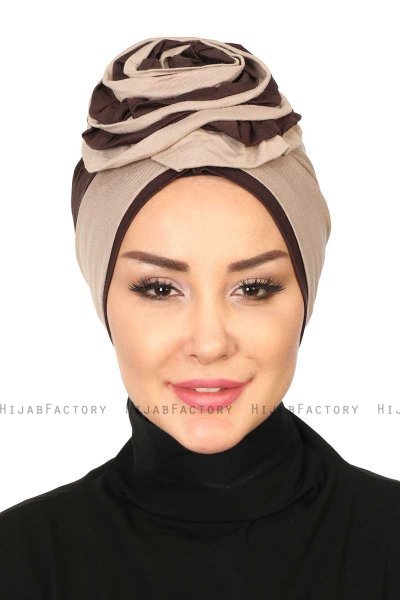 Clara - Taupe & Braun Baumwolle Turban