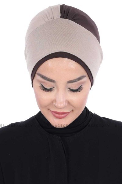 Clara - Taupe & Braun Baumwolle Turban