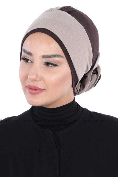 Clara - Taupe & Braun Baumwolle Turban