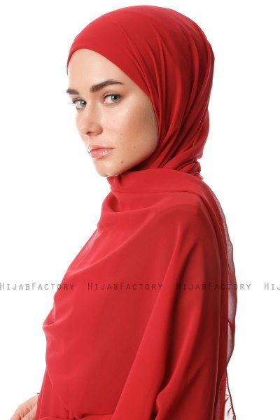 Derya - Bordeaux Praktisch Chiffon Hijab