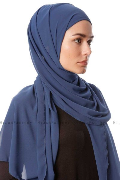 Derya - Indigo Praktisch Chiffon Hijab