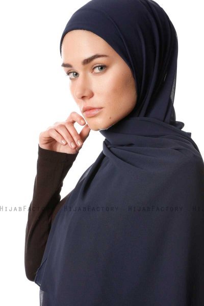 Derya - Dunkel Navy Blau Praktisch Chiffon Hijab