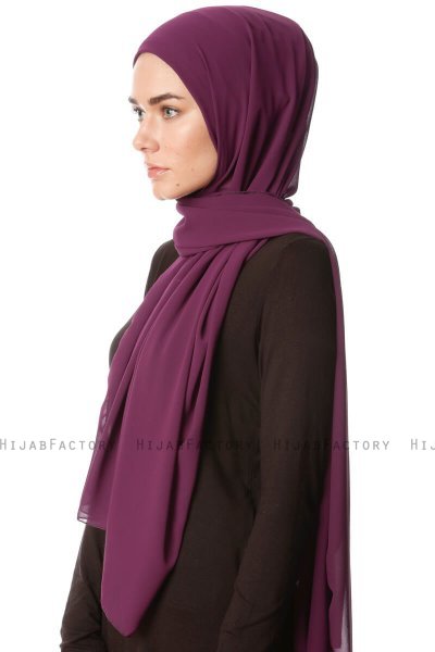 Derya - Dunkelviolett Praktisch Chiffon Hijab