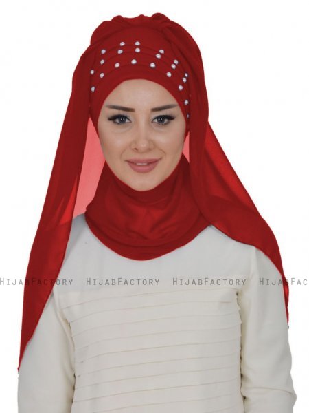Diana Röd Praktisk Hijab Ayse Turban 326218-1