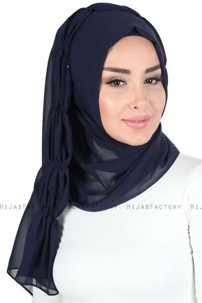 Disa - Navy Blau Praktisch Chiffon Hijab