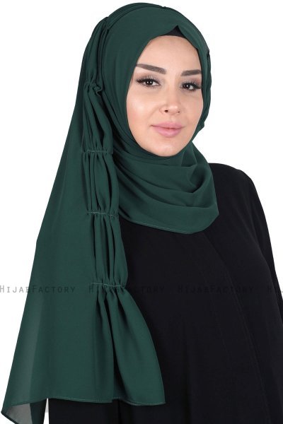 Disa - Dunkelgrün Praktisch Chiffon Hijab