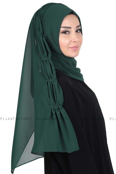 Disa - Dunkelgrün Praktisch Chiffon Hijab