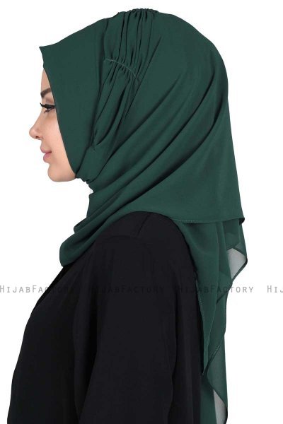 Disa - Dunkelgrün Praktisch Chiffon Hijab