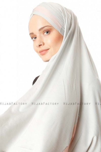 Duru - Hellgrau & Altrosa Jersey Hijab