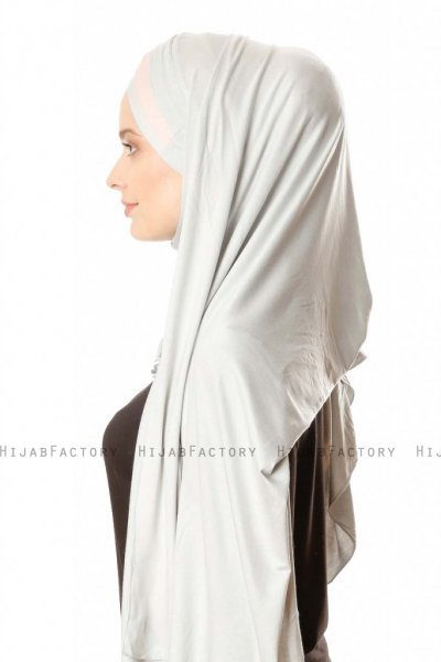 Duru - Hellgrau & Altrosa Jersey Hijab