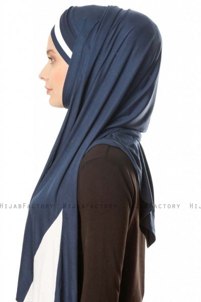 Duru - Navy Blau & Creme Jersey Hijab