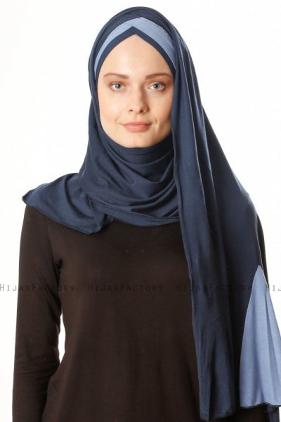 Duru - Navy Blau & Indigo Jersey Hijab