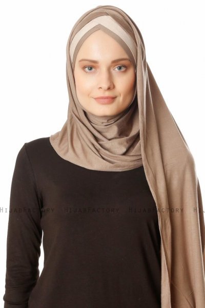 Duru - Dunkeltaupe & Taupe Jersey Hijab