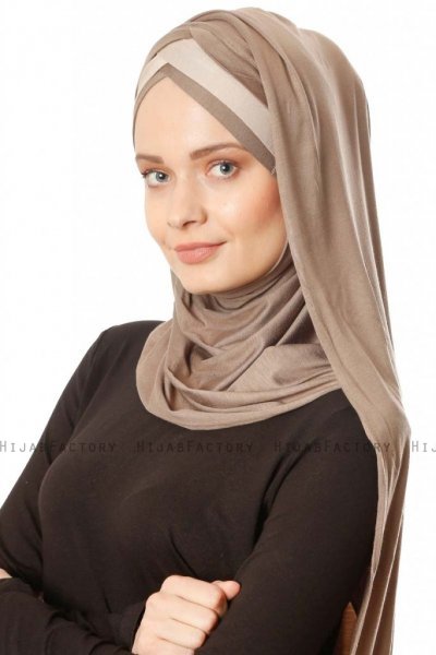 Duru - Dunkeltaupe & Taupe Jersey Hijab