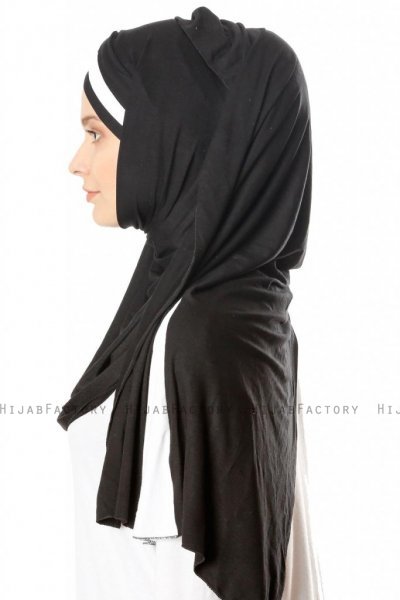 Duru - Schwarz & Weiß Jersey Hijab