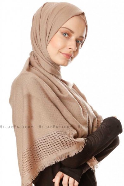 Ebru - Beige Baumwolle Hijab