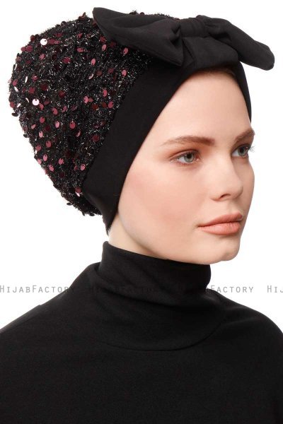 Enfleda - Schwarz & Bordeaux Turban