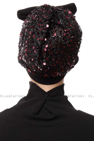 Enfleda - Schwarz & Bordeaux Turban