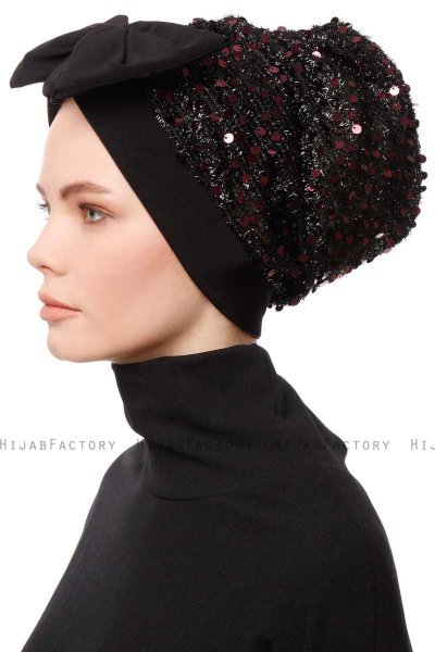 Enfleda - Schwarz & Bordeaux Turban