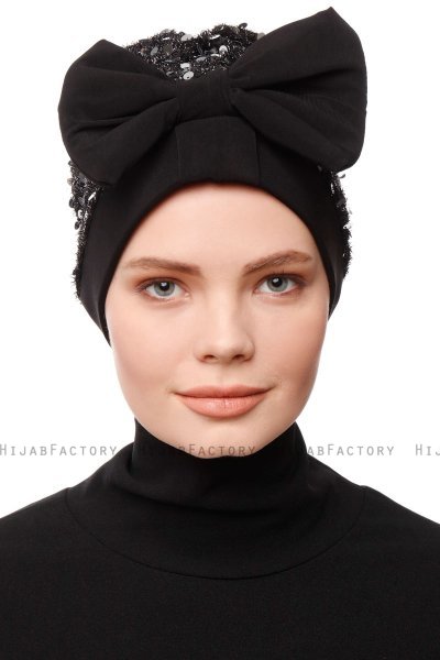 Enfleda - Schwarz & Hellgrau Turban