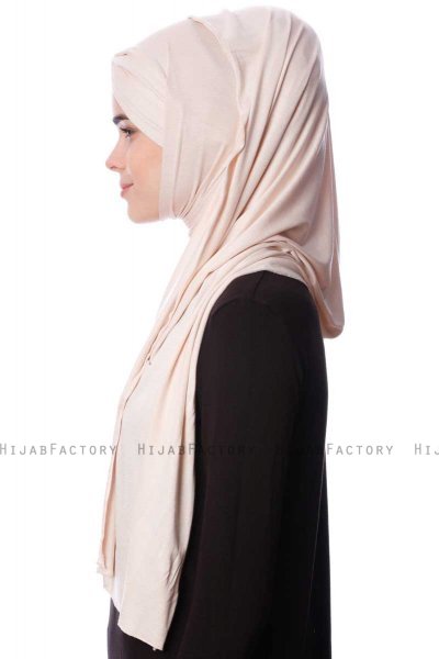Eslem - Beige Pile Jersey Hijab - Ecardin