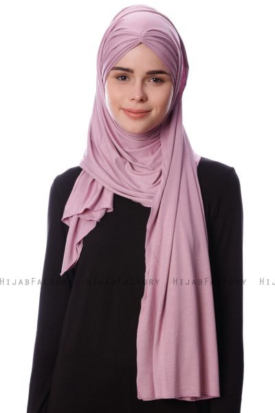 Eslem - Lila Pile Jersey Hijab - Ecardin