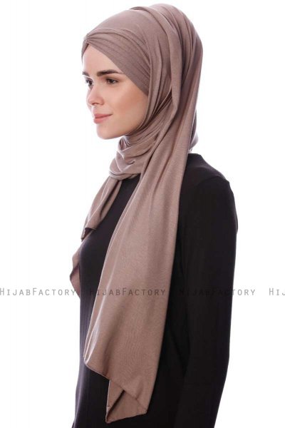Eslem - Dunkeltaupe Pile Jersey Hijab - Ecardin