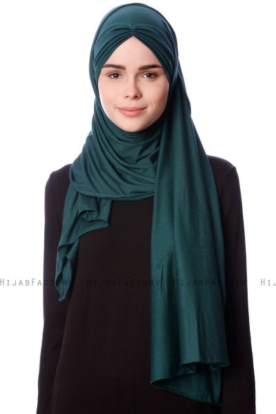 Eslem - Dunkelgrün Pile Jersey Hijab - Ecardin