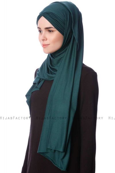 Eslem - Dunkelgrün Pile Jersey Hijab - Ecardin