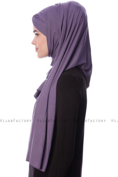 Eslem - Dunkelviolett Pile Jersey Hijab - Ecardin