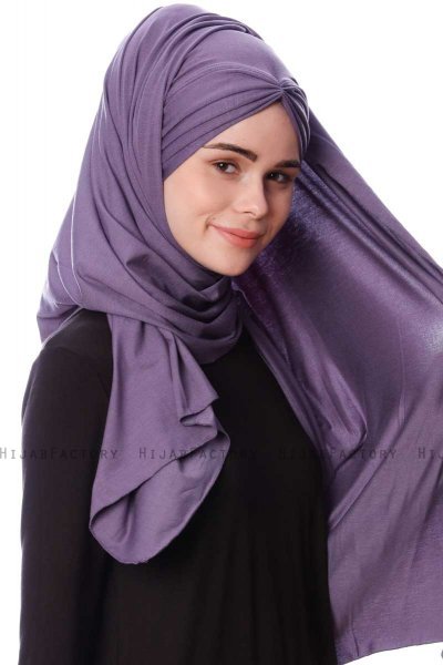Eslem - Dunkelviolett Pile Jersey Hijab - Ecardin