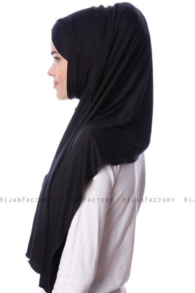Eslem - Schwarz Pile Jersey Hijab - Ecardin