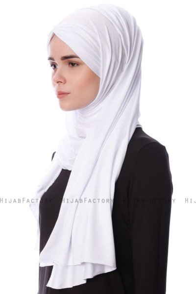 Eslem - Weiß Pile Jersey Hijab - Ecardin