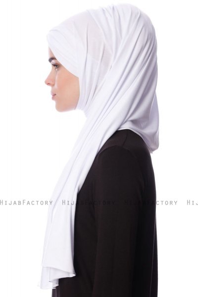 Eslem - Weiß Pile Jersey Hijab - Ecardin