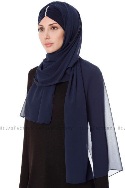 Evren - Navy Blau Chiffon Hijab
