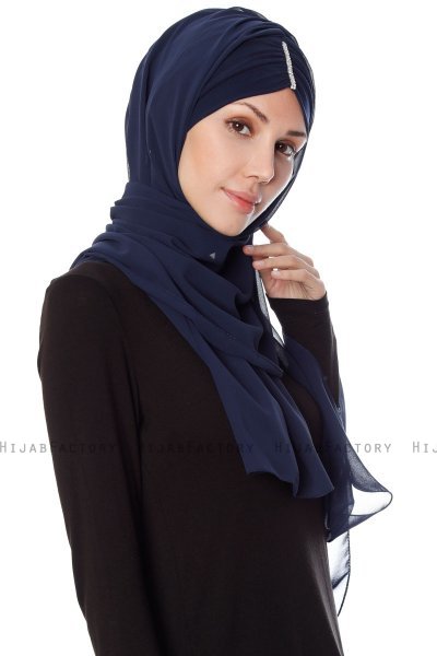 Evren - Navy Blau Chiffon Hijab