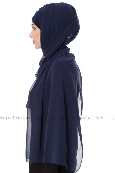Evren - Navy Blau Chiffon Hijab